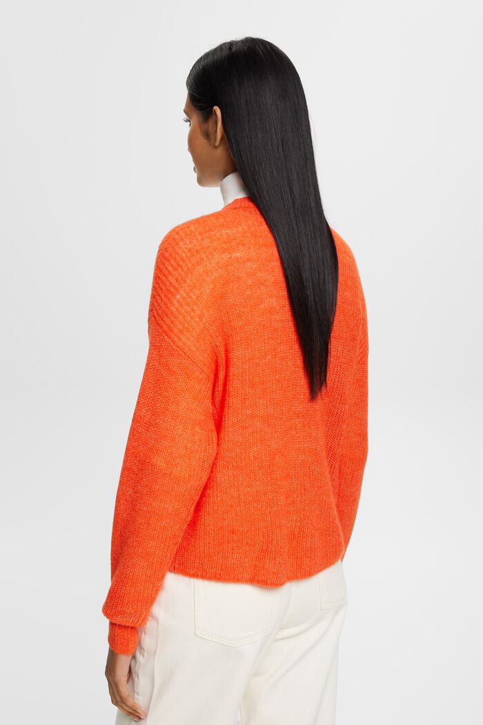 Jersey de lana reciclada color-block naranja y beige - Moda ética - Fieito