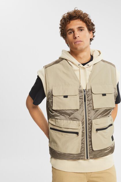 ESPRIT - Reciclado: chaleco acolchado con capucha en nuestra tienda online