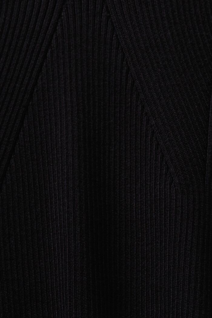 Jersey de punto acanalado con cuello en pico, BLACK, detail image number 6